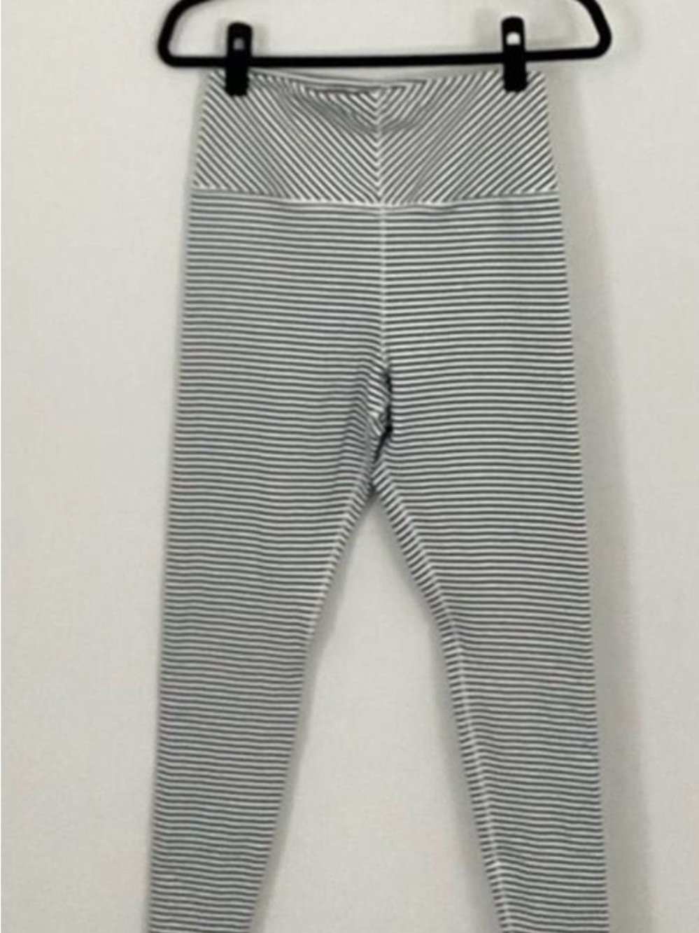 Glyder True, LARGE white + green striped high-waisted leggings